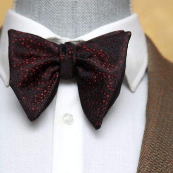 Men's Self-tied Bow Tie Black Silk Bow tie Big Butterfly Bow tie S668 - Picture 7 of 11